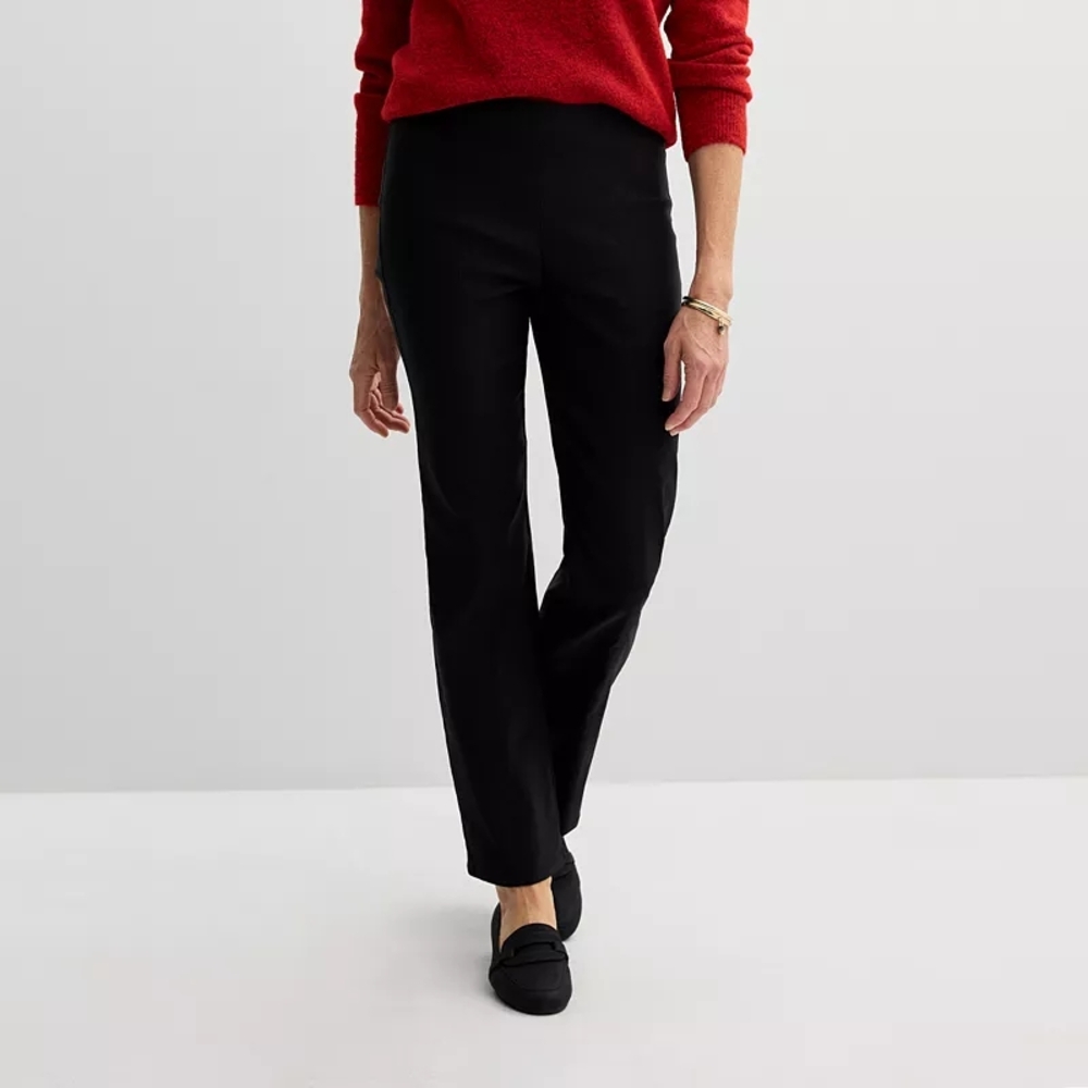 Croft & Barrow Seamed Black Straight Leg Pants